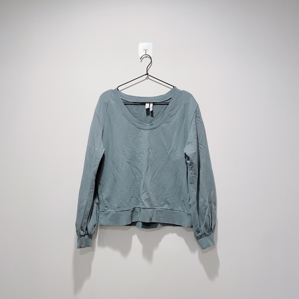 Zella Teal Oversized Open Back Yoga Crew
